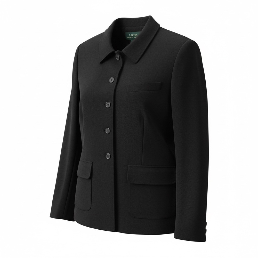 Lauren Ralph Lauren  Black Equestrian Blazer Wool Lined Jacket Women’s 14